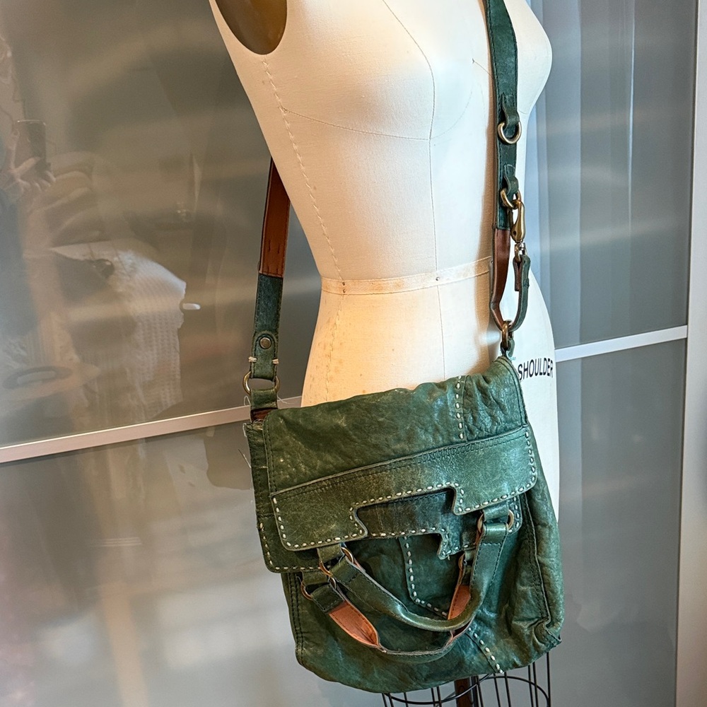 Lucky Brand 🍀 Green Leather vintage Crossbody Bag